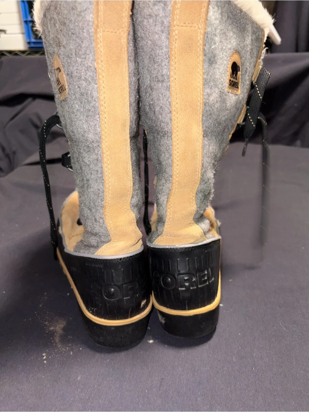 Sorel Women's Tan and Gray Faux-Fur Winter Lace-Up Boots